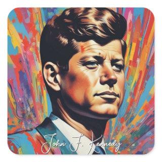 Pop Art Jack JFK John F. Kennedy Square Sticker