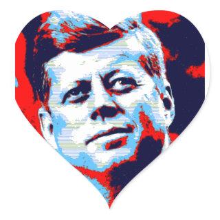 Pop Art JFK John F. Kennedy Red Blue Heart Sticker