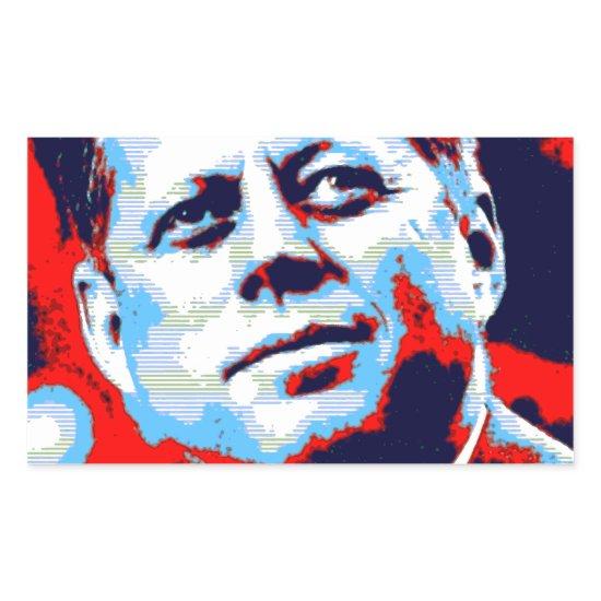 Pop Art JFK John F. Kennedy Red Blue Rectangular Sticker