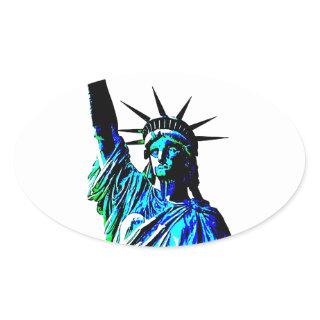 Pop Art Lady Liberty Oval Sticker