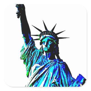 Pop Art Lady Liberty Square Sticker