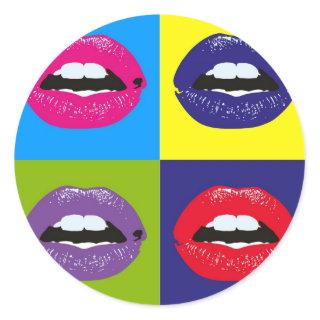 Pop Art Lips Pattern Deisgn Classic Round Sticker