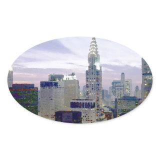 Pop Art Oil Paint Effect New York Oval Sticker