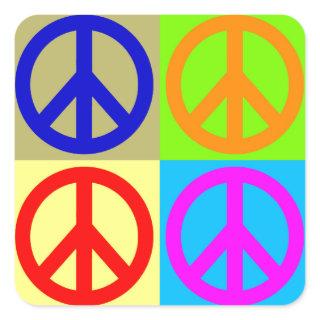 Pop Art Peace Sign Symbol Square Sticker