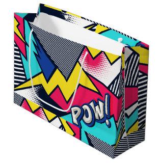 Pop Art Pow! Pattern in Magenta, Blue, and Black Large Gift Bag