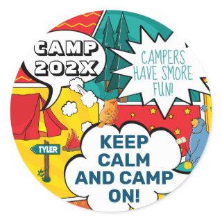 Pop Art Summer Camp Fun Classic Round Sticker