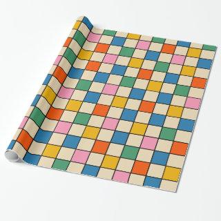 Pop Check Colorful Retro Modern Checked Pattern