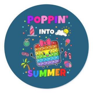 Pop It Poppin Into Summer First Day Of School Boy Classic Round Sticker