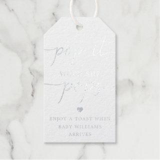 Pop It When She Pops Silver Foil Favor Gift Tag