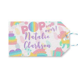 Pop on over! Pastel pop it birthday kid Gift Tags