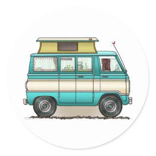 Pop Top Van Camper Classic Round Sticker