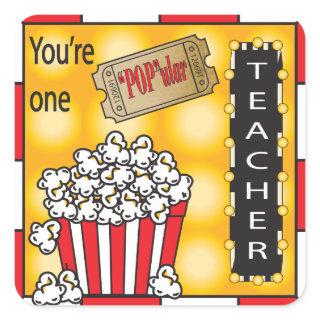 "POP"ular Teacher Square Sticker