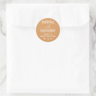 Popcorn Baby Shower Popping with Excitement Favor  Classic Round Sticker