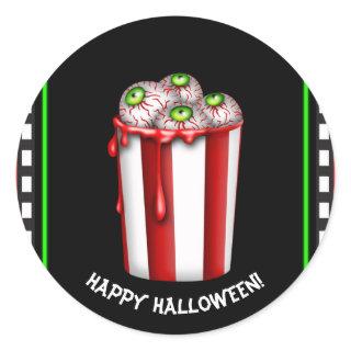 Popcorn Eyeball Halloween Fright Night Party Favor Classic Round Sticker