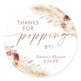 Popcorn Favor Sticker, Thanks for Popping By Favor Classic Round Sticker