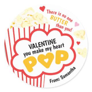 Popcorn Valentine's Day Stickers for Kids