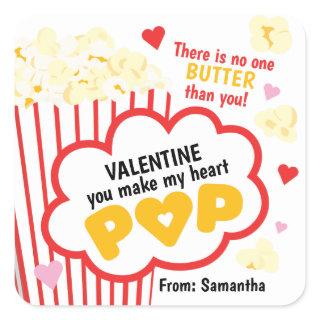 Popcorn Valentine's Day Stickers for Kids