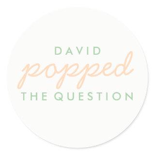 Popped the Question Popcorn Welcome Bag Sticker