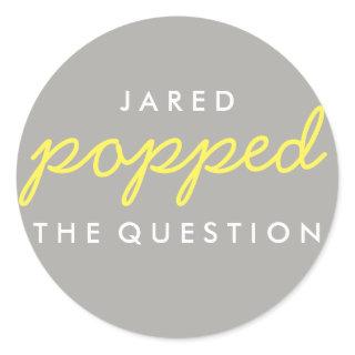 Popped the Question Popcorn Welcome Bag Sticker