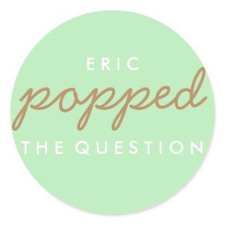 Popped the Question Popcorn Welcome Bag Sticker