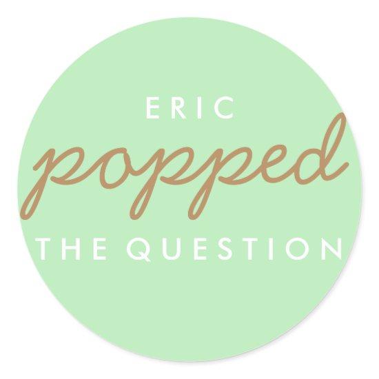 Popped the Question Popcorn Welcome Bag Sticker