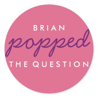 Popped the Question Popcorn Welcome Bag Sticker