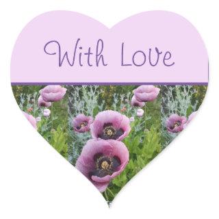 Poppy Flower Purple Pink floral With Love Sticker