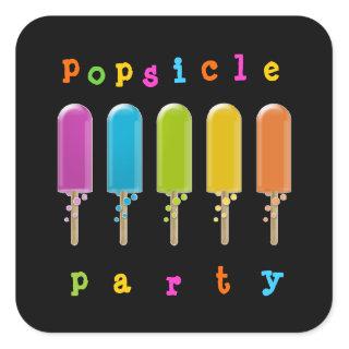 popsicle party square sticker