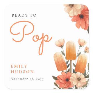 Popsicle Ready to Pop Baby Shower Square Sticker