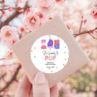 Popsicle  She is ready to pop Baby Shower Classic Round Sticker