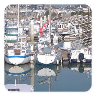 Port of Saint-Vaast-la-Hougue in France Square Sticker