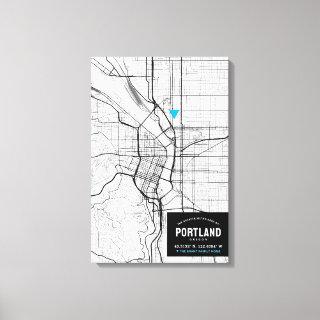 Portland, Oregon City Map + Mark Your Location Canvas Print