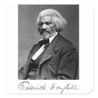 Portrait and Signature of Frederick Douglass Square Sticker