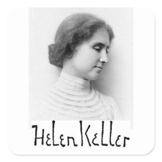 Portrait and signature of Hellen Keller Square Sticker