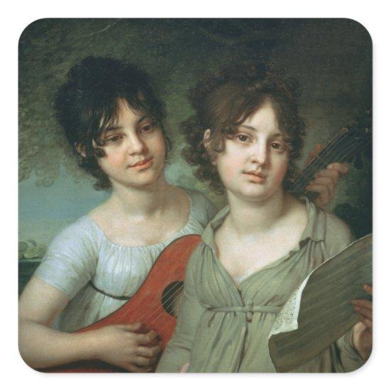 Portrait of A. and V. Gagarin, 1802 Square Sticker