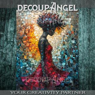 Portrait of a Black Woman in Mosaic Art -Decoupage Tissue Paper