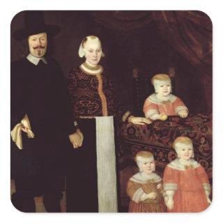 Portrait of a Hamburg Family, c.1640 Square Sticker