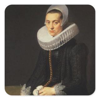 Portrait of a Lady in a Black Dress Square Sticker