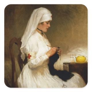 Portrait of a Nurse from the Red Cross Square Sticker