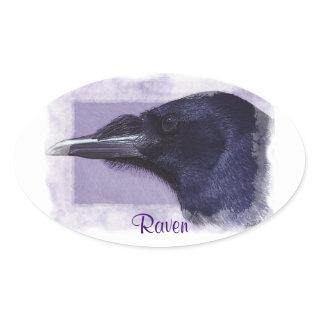 Portrait of a Raven Corvid-lovers Art Design Oval Sticker