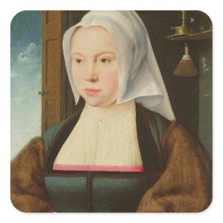 Portrait of an Unknown Lady, 1527 (oil on panel) Square Sticker