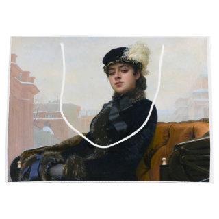 Portrait of an Unknown Woman, Ivan Kramskoi Large Gift Bag
