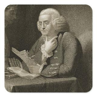 Portrait of Benjamin Franklin, engraved by Thomas Square Sticker