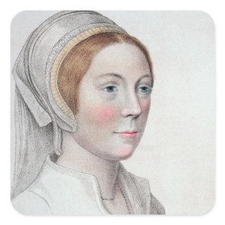 Portrait of Catherine Howard (1520-42) engraved by Square Sticker