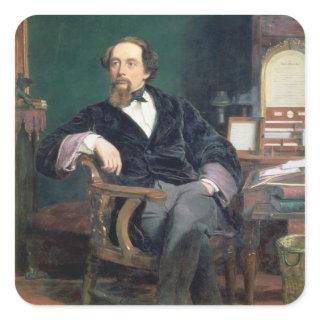 Portrait of Charles Dickens (oil on canvas) Square Sticker