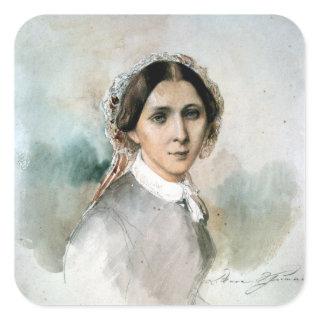 Portrait of Clara Schumann  1853 Square Sticker