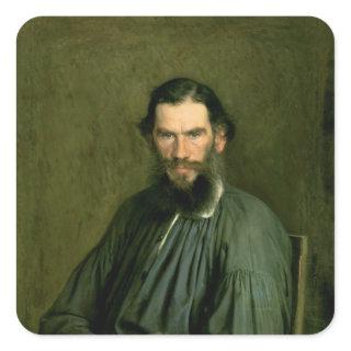Portrait of Count Lev Nikolaevich Tolstoy  1873 Square Sticker