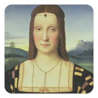 Portrait of Elizabeth Gonzaga, c.1504 (oil on pane Square Sticker