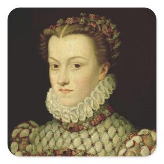 Portrait of Elizabeth of Austria (1554-92) Queen o Square Sticker