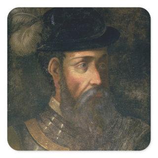 Portrait of Francisco Pizarro (c.1478-1541) Spanis Square Sticker